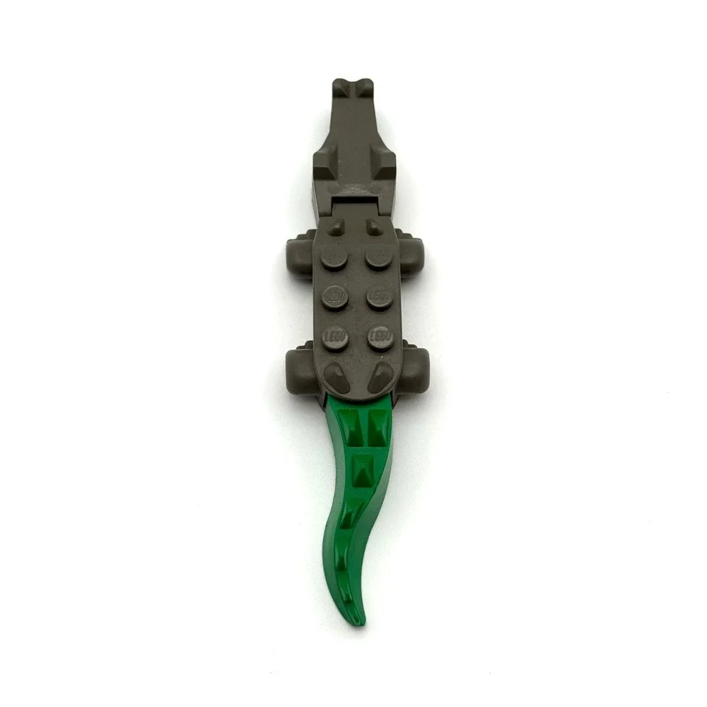 LEGO Alligator Crocodile Minifigure Animal Dark Gray Green Tail Piece